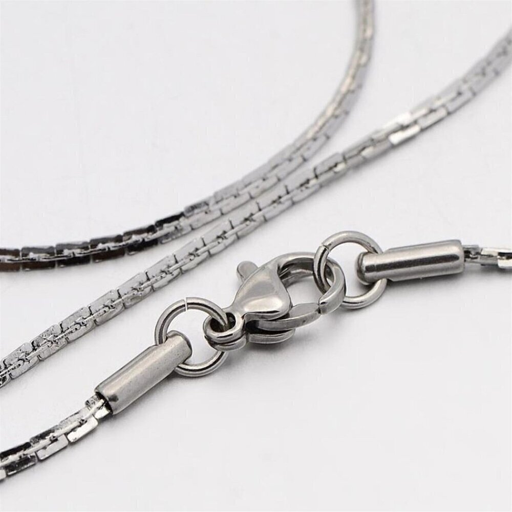 Silver Surgical Stainless Steel 1mm Boston Chain Necklace 18" Long